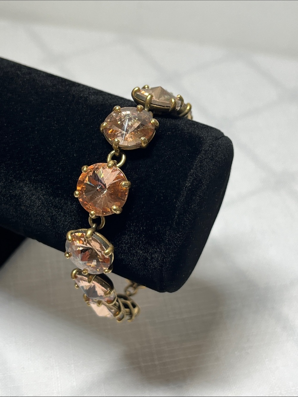Stella & Dot Gold-Tone Peach Crystal Link Bracelet